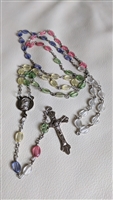 Rosary with clear but colorful beads metal cross