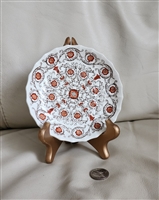 Vintage 1963 Spode Sorrento saucer with brown and orange floral pattern and scalloped rim