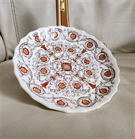 Vintage 1963 Spode Sorrento saucer with lighter brown and orange floral pattern and scalloped rim