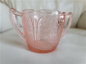 Jeannette Cherry Blossom Pink glass sugar bowl