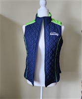 NFL Seattle Seahawks women's quilted vest size Small showing front logo and back team name
