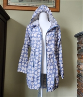 Elegant Denim Co  long parka in floral design women sz S