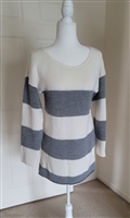 Rue21 white and gray stripped sweater woman wear