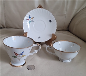 Order of Eastern Star porcelain 2 teacups saucer