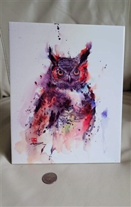 Great Horned Owl art tile be Dean Crouser ceramic tile art collectible home decor