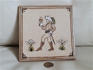 Red clay Italian TT tile with man figure