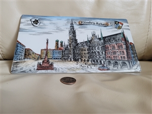 German decorative ceramic tile etched painted