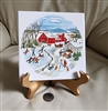 Franciscan ceramic art tile winter fun scenery USA