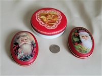 Set of 3 tin boxes with Santa and Cherub