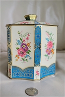 Elegant hexagonal vintage lidded tin box storage