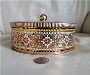 DAHER embossed floral round tin box