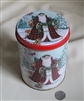 Tall lidded tin with Santa decor storage box