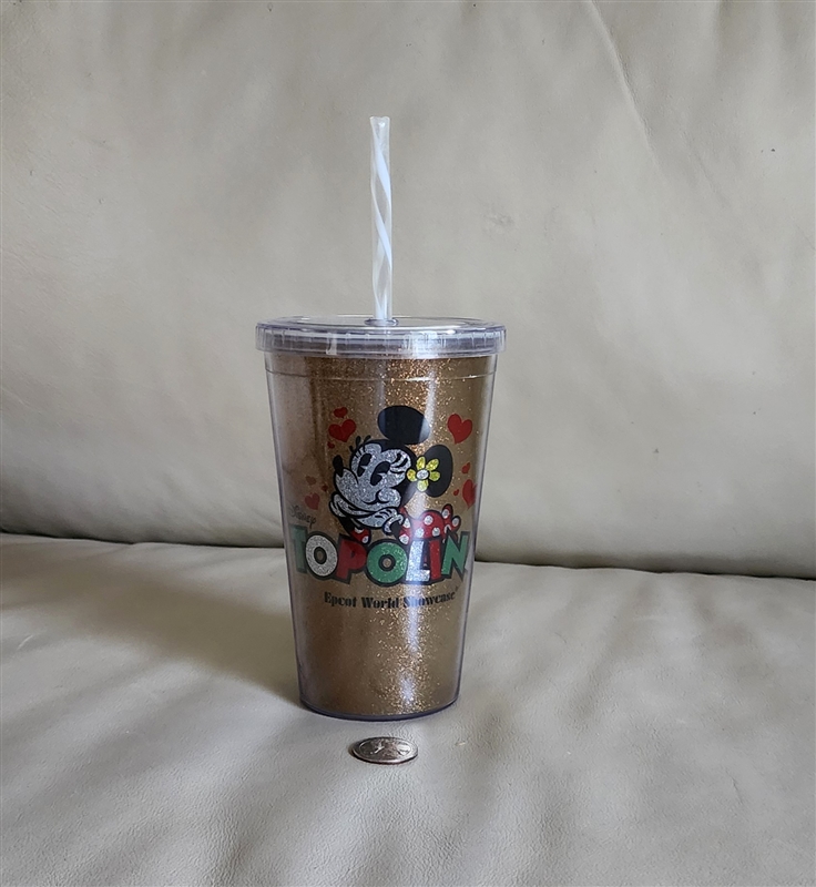 Disney Epcot Italy Pavilion Minnie Mouse Tumbler with Gold Interior