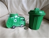 Recycling themed storage bins in green plastic