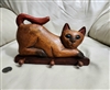 Vintage hand carved wooden cat 3 prons home decor gift