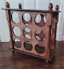 Handcrafted wooden wine rack for 9 bottles