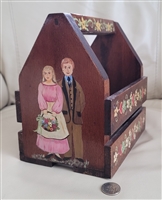 Handcrafted wooden Folk Art painted storage box