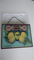 Glass reverse decoupage California Lemons sign