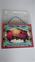 Glass reverse decoupage Yakima Valley Apples sign