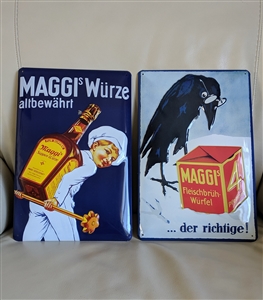 German advertising Maggi sauce tin metal plaques