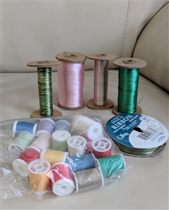 Assortment of colorful thread vintage and modern