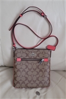 COACH Rowan mini SIGNATURE design brown and pink