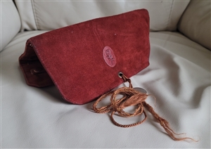 Trifold suede jewelry storage clutch handcrafted