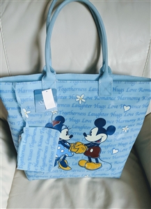 Huge Disney Mickey and Minnie blue PVC tote bag