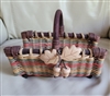 multicolor wicker woven storage basket with acorn