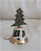 Colorful brass Christmas tree dinner bell display