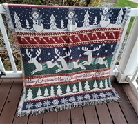 Cotton Christmas Cheers fringed blanket 61 inch