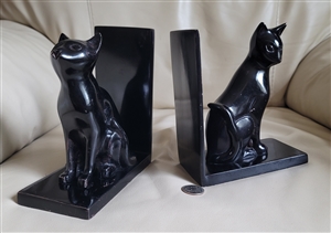 Unphased two black cats metal bookends elegant set