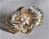 M Jent shimmering gold tone brooch with faux pearl