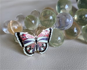 Enamel and gold tone metal trendy butterfly brooch