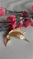 Marlin or Swordfish textured gold tone fish brooch