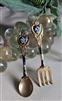 Collectible circa spoon and fork enamel brooches