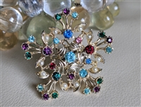 Statement jewelry multi color floral design brooch
