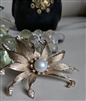 Satin gold tone blooming flower BSK elegant brooch