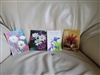 Four folding floral postcards set colorful design