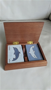 Hawaii two deck of cards with Dolphins wooden box