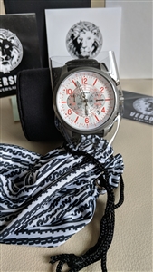 Mens Versus by Versace Soho 44mm quartz chronograph watch in original box with fabric pouch and booklets