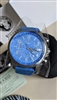 Mens Versus by Versace Soho 44mm blue silver and yellow chronograph watch in original box with fabric pouch and booklets