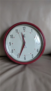 Geneva Clock company round red rim wall clock