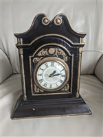 Vintage Lanshire movement porcelain electric clock in brown and gold tone