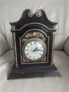 Vintage Lanshire movement porcelain electric clock in brown and gold tone
