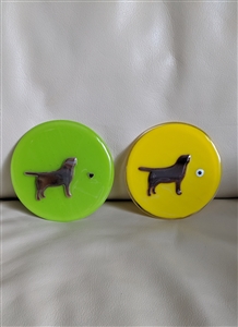 Dogs and hearts fused glass coasters set colorful