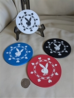 Round Playboy bunny gambling chip design coasters