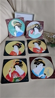 Bijinga Japanese art coasters set Peacock cards