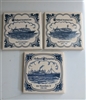 Holland America Line porcelain coasters white blue