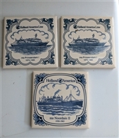 Holland America Line porcelain coasters white blue